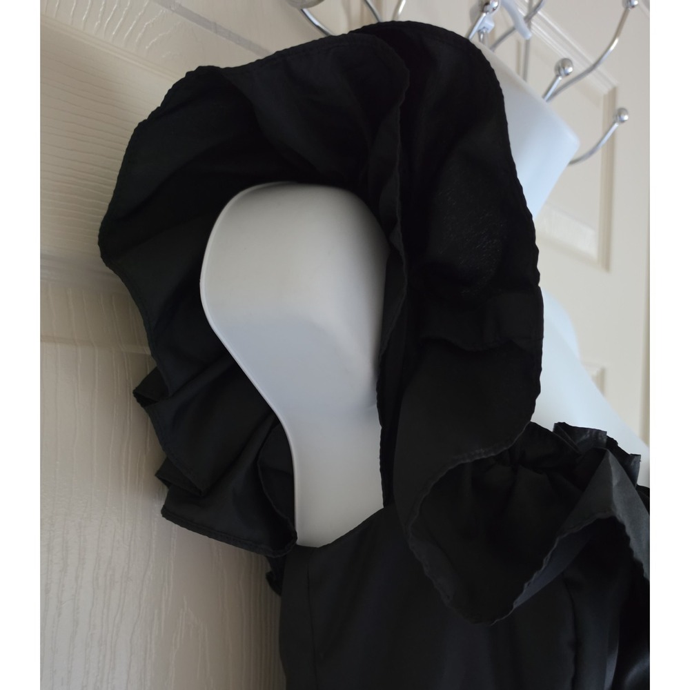 Vintage Black Ruffle Party Dress Made in USA – Size 7/8 – Classic 80s Silhouette - Picture 10 of 16